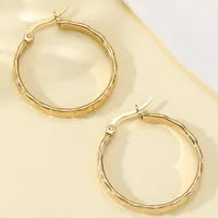 Stamped gold hoops earrings