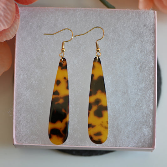 Clearance: Tortoise teardrop dangle earrings