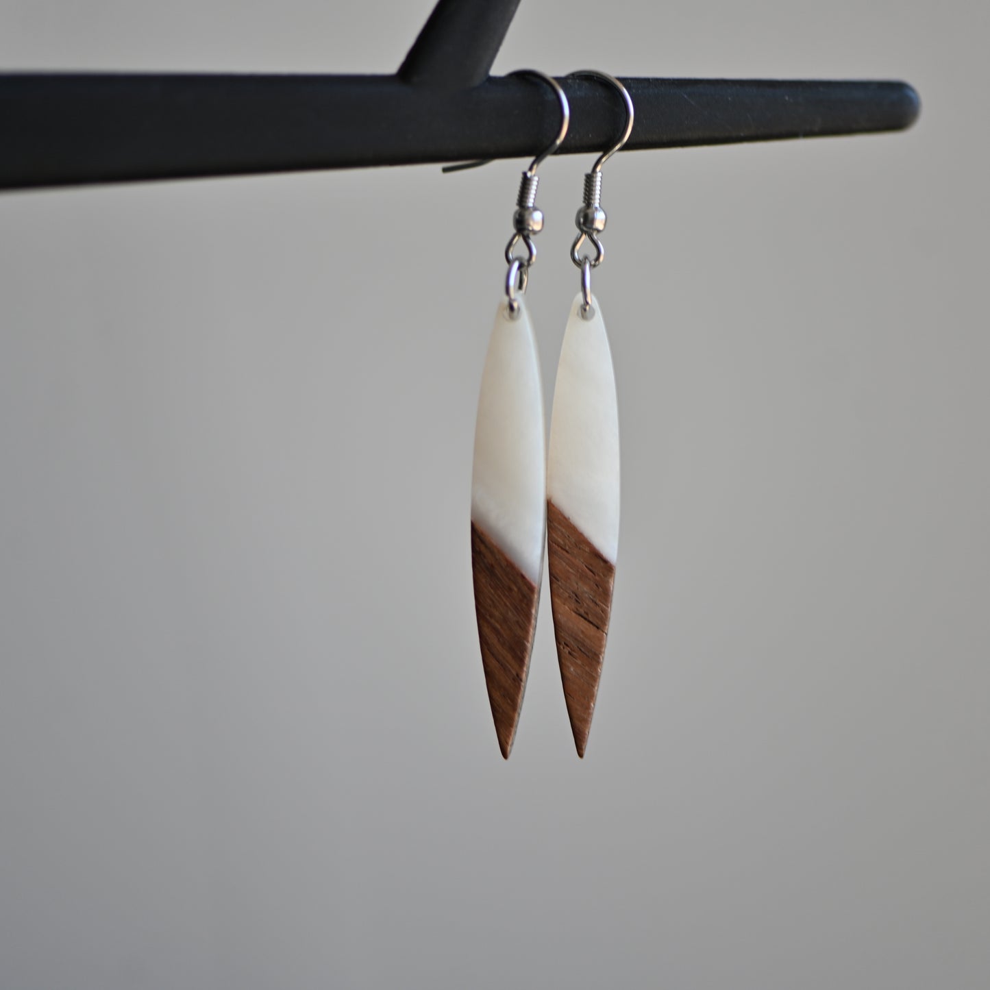 Clearance: resin wood fisheye dangle earrings