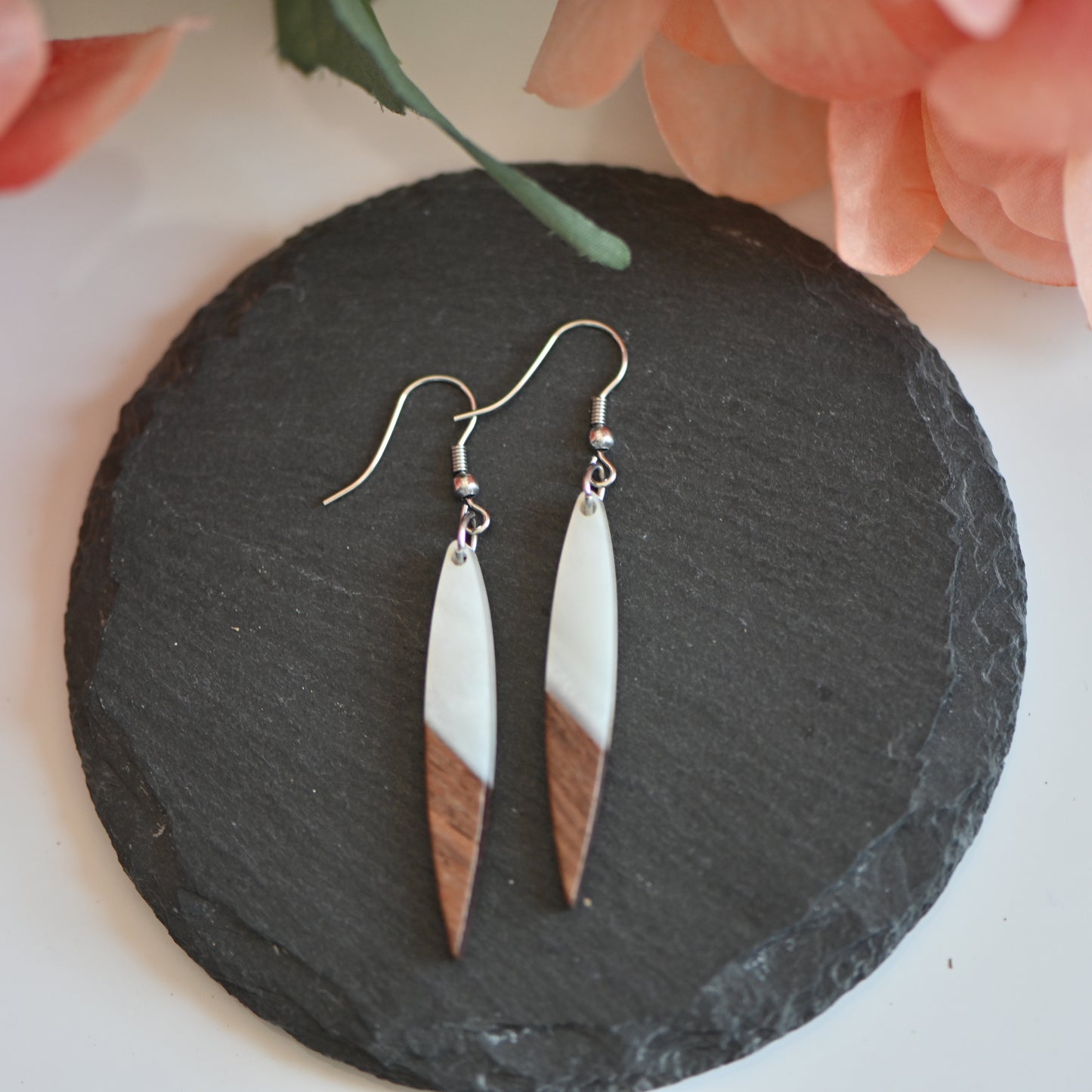 Clearance: resin wood fisheye dangle earrings