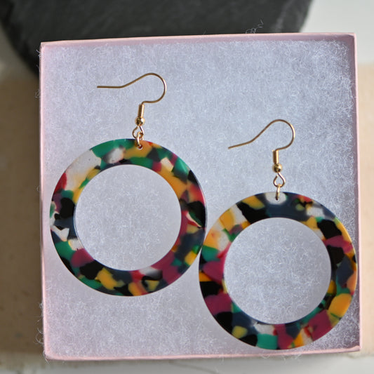 Clearance: colorful resin big round dangle earrings