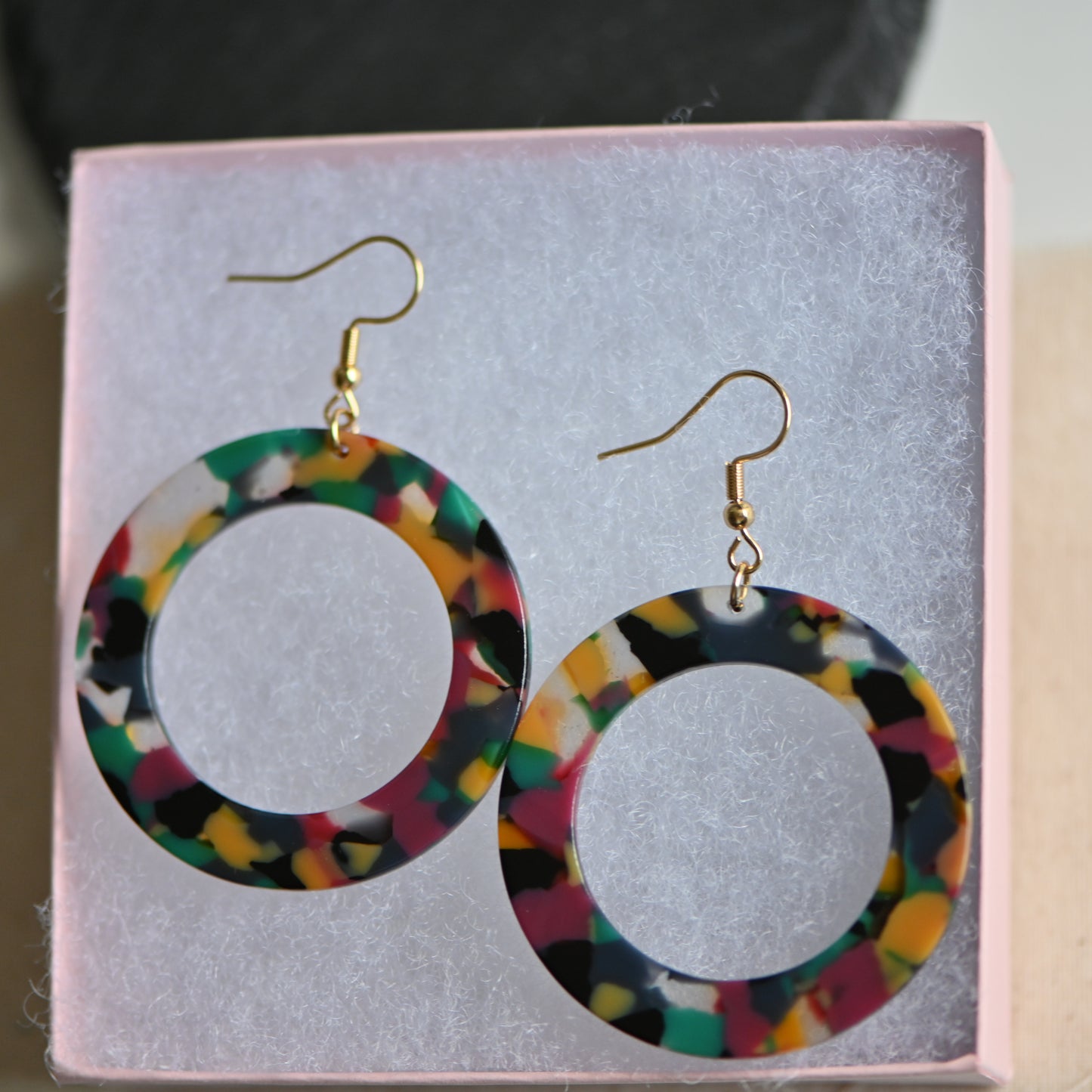 Clearance: colorful resin big round dangle earrings