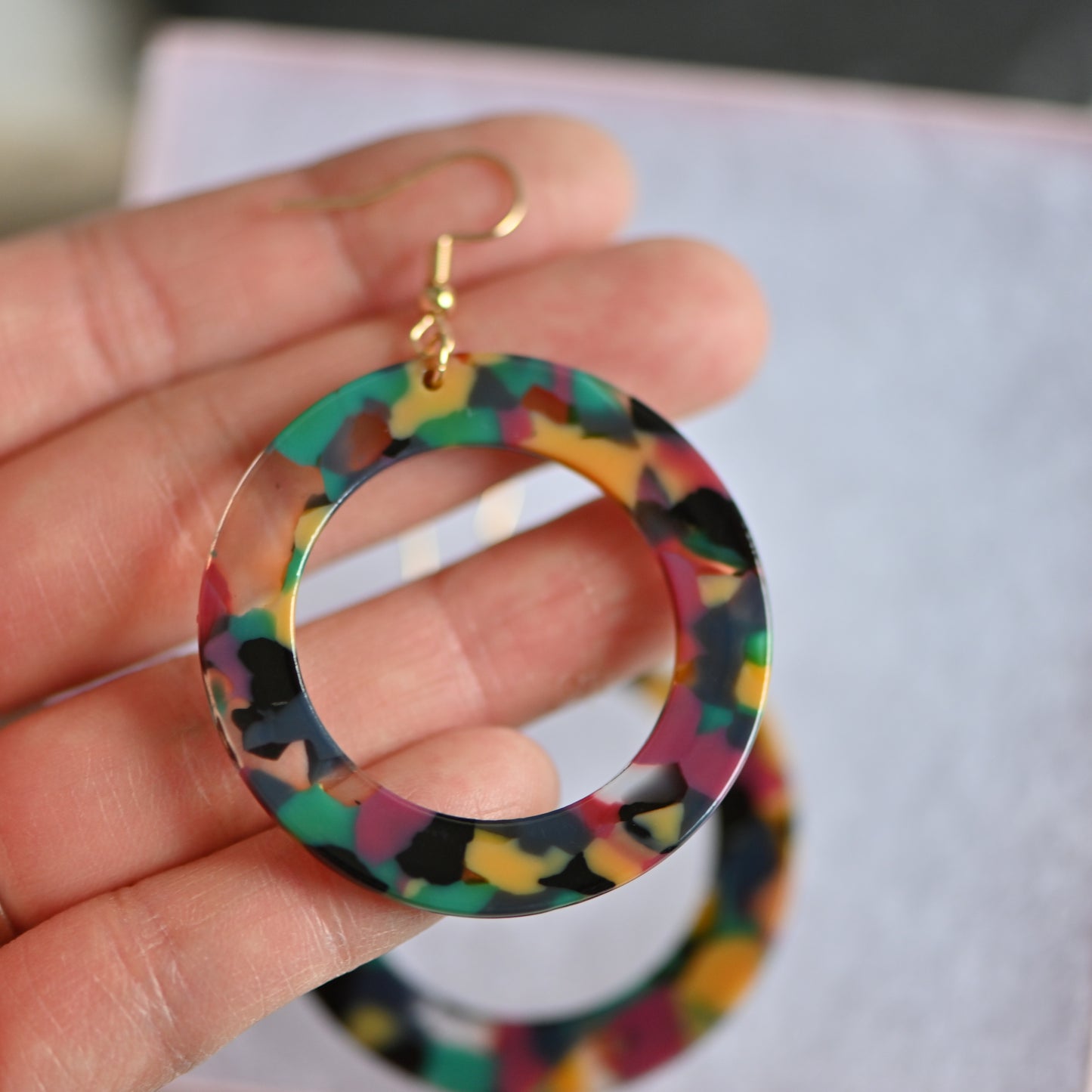 Clearance: colorful resin big round dangle earrings