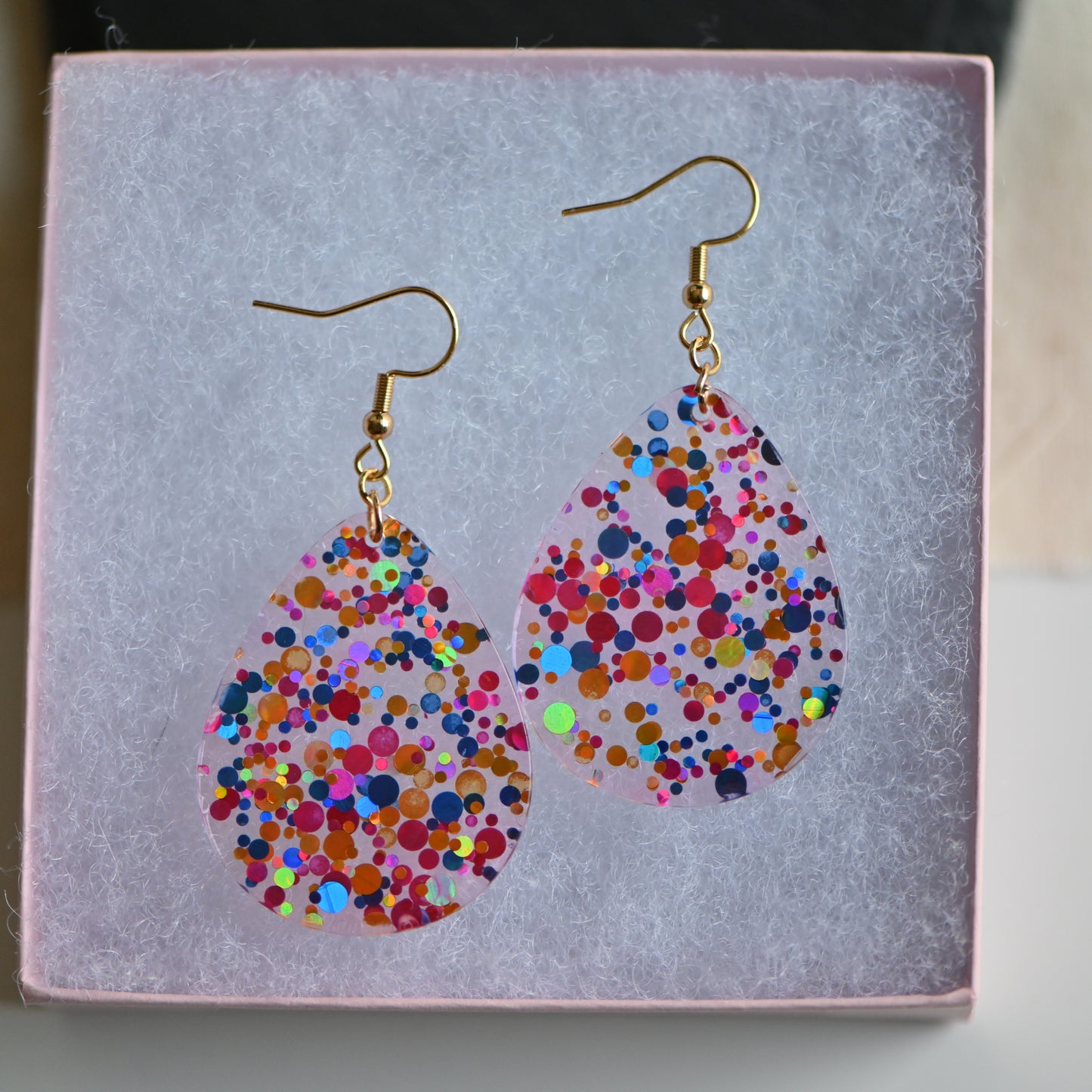 Clearance: confetti colorful teardrop dangle earrings