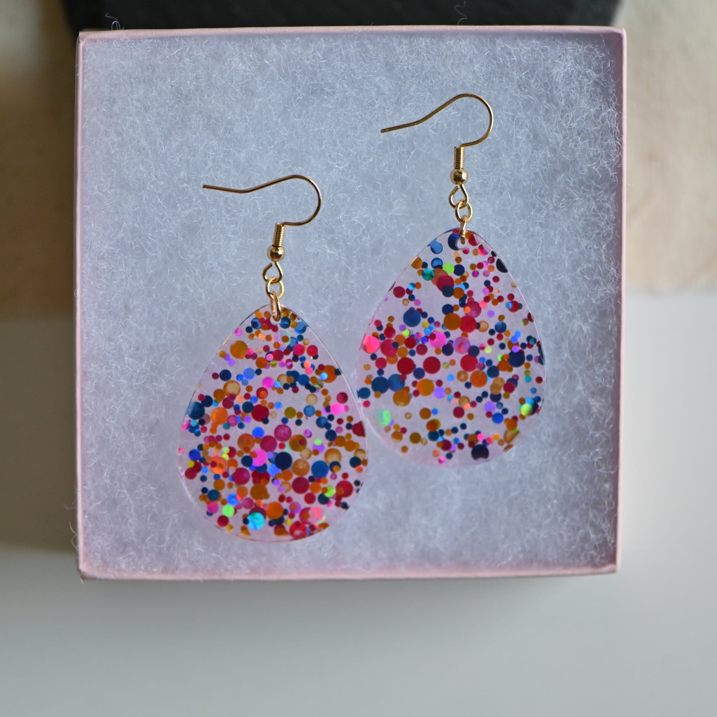 Clearance: confetti colorful teardrop dangle earrings