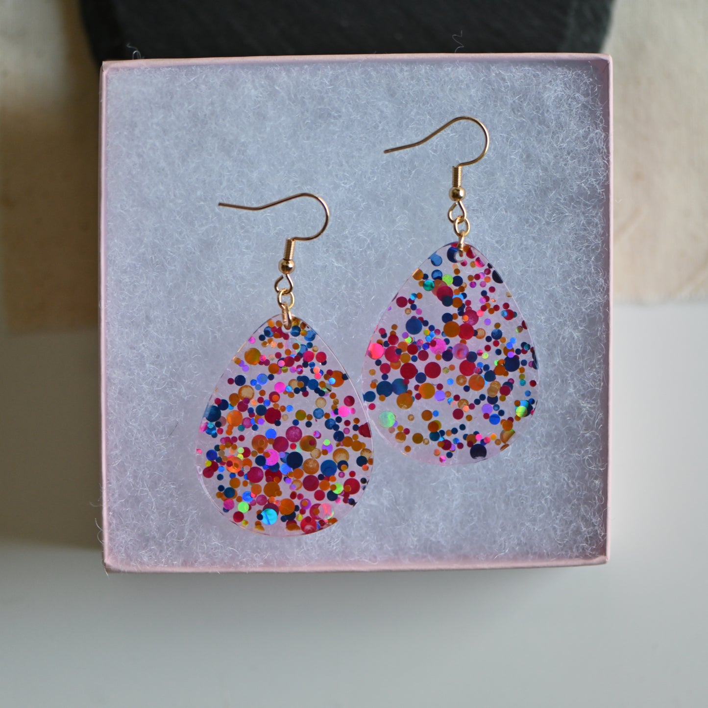 Clearance: confetti colorful teardrop dangle earrings