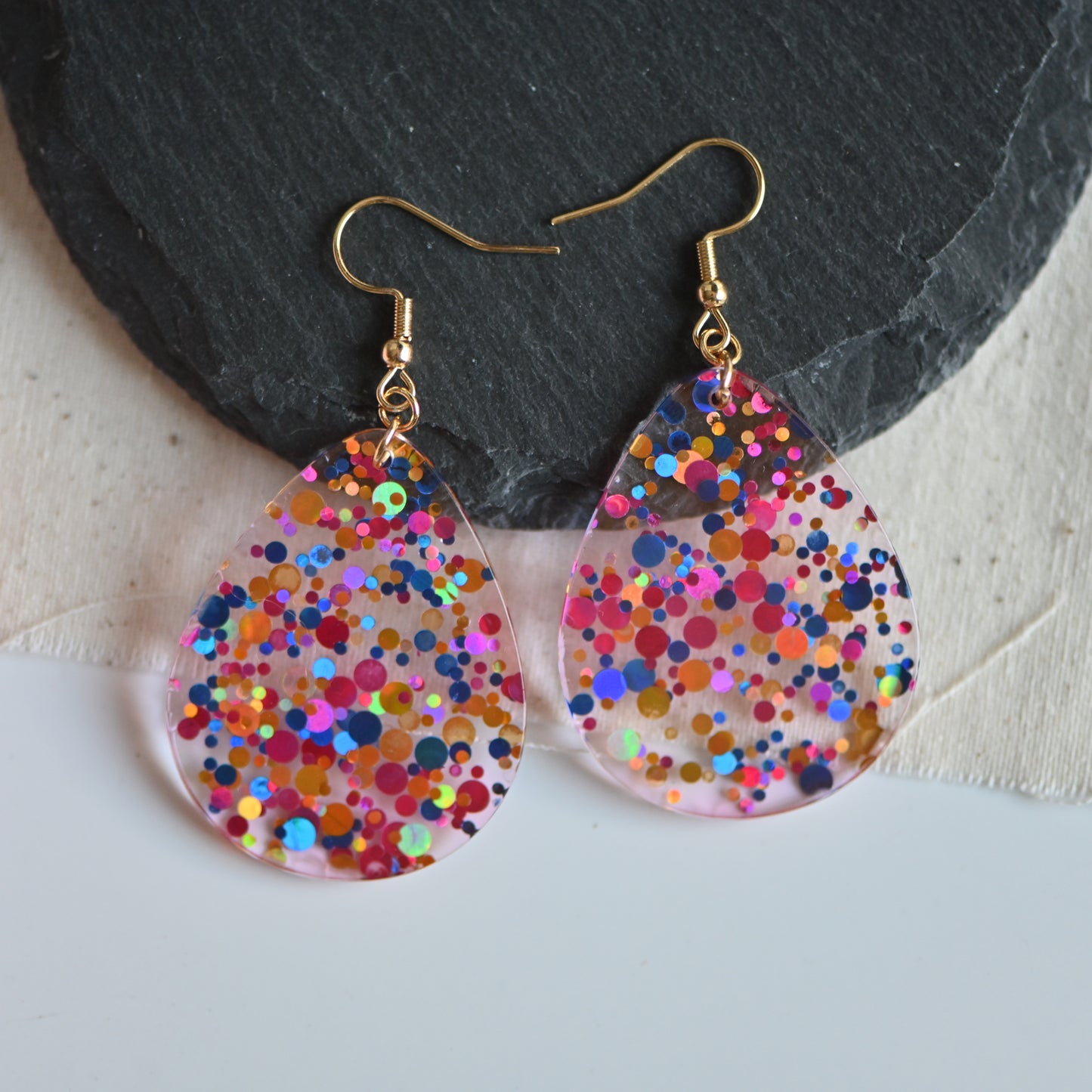 Clearance: confetti colorful teardrop dangle earrings