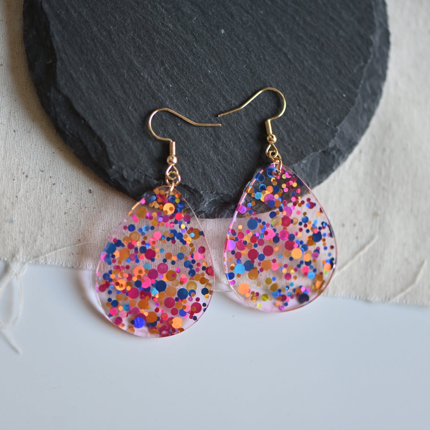 Clearance: confetti colorful teardrop dangle earrings