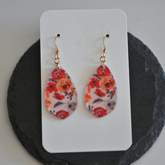 Clearance: Acrylic roses teardrop dangle earrings