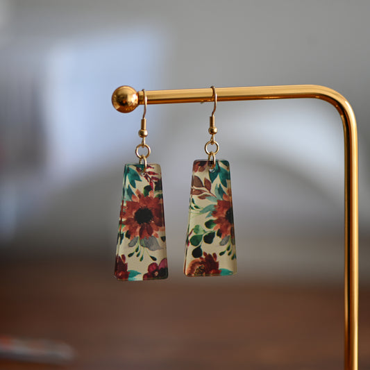 Clearance: Acrylic floral dangle earrings