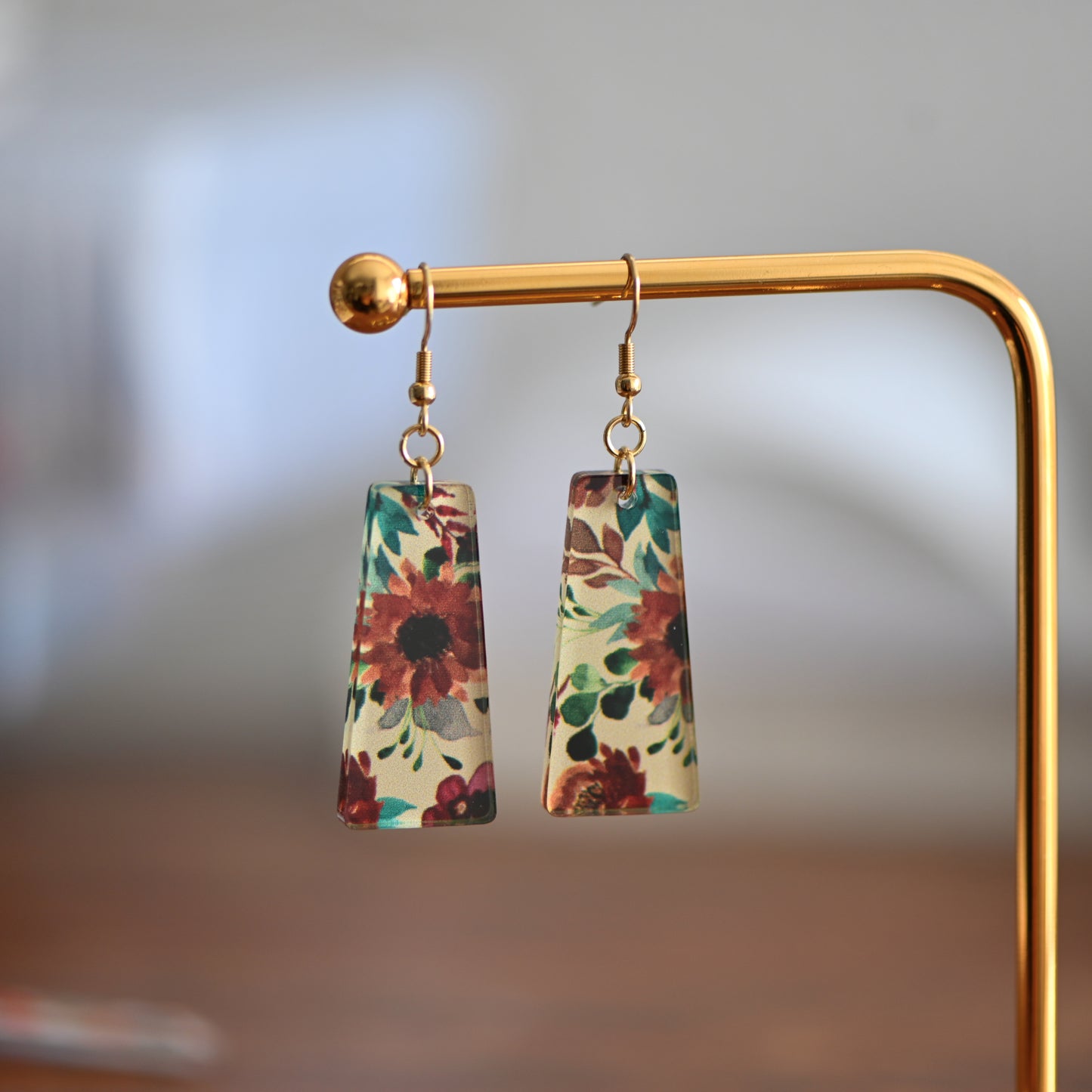 Clearance: Acrylic floral dangle earrings