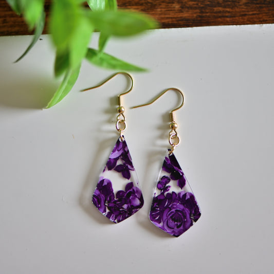 Clearance : Purple clear acrylic dangle earrings