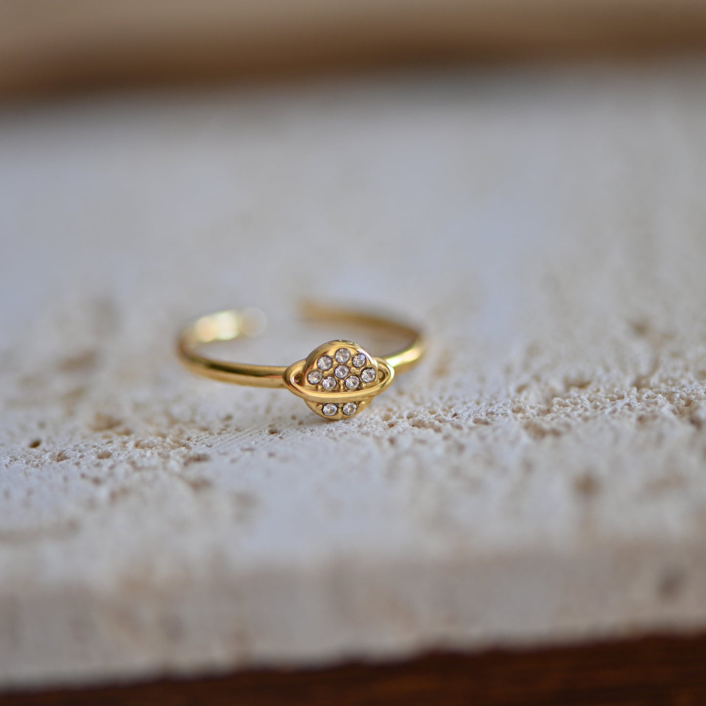 Gold Saturn open ring