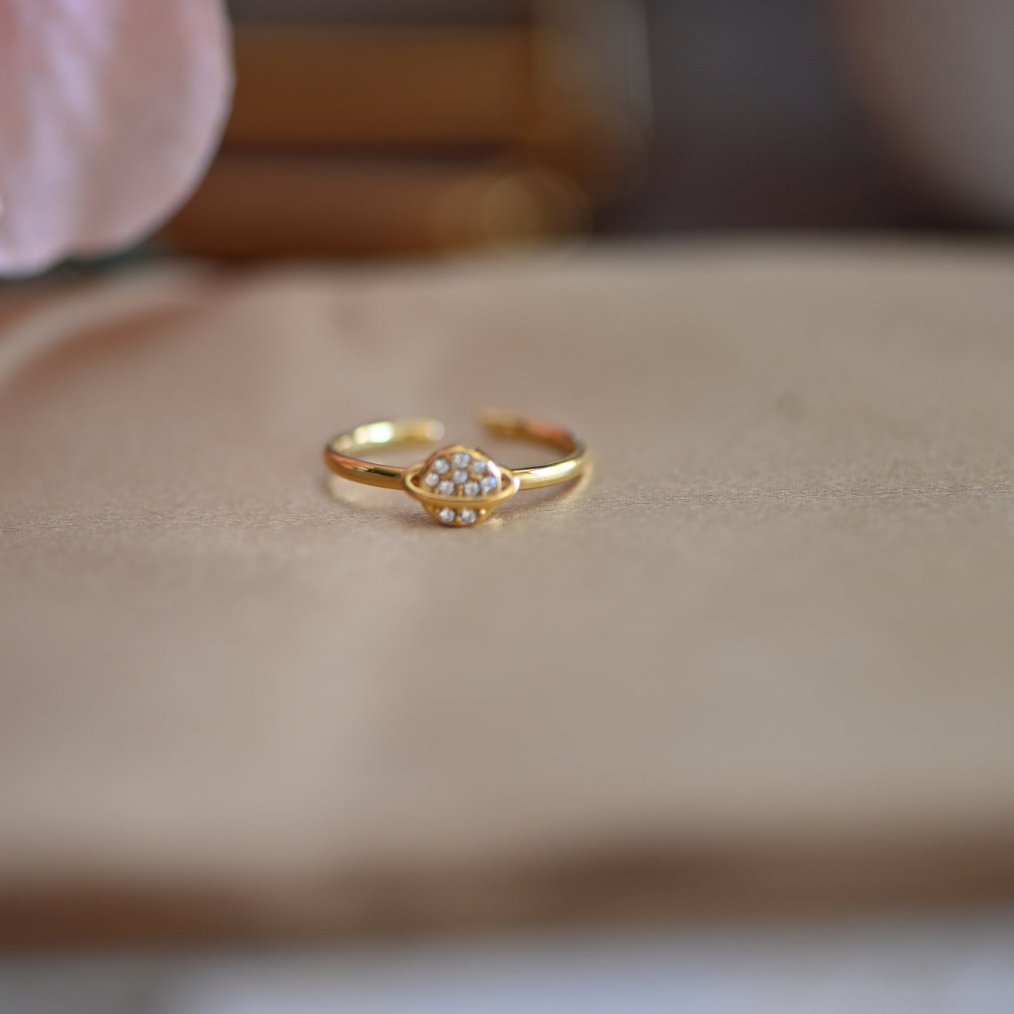 Gold Saturn open ring