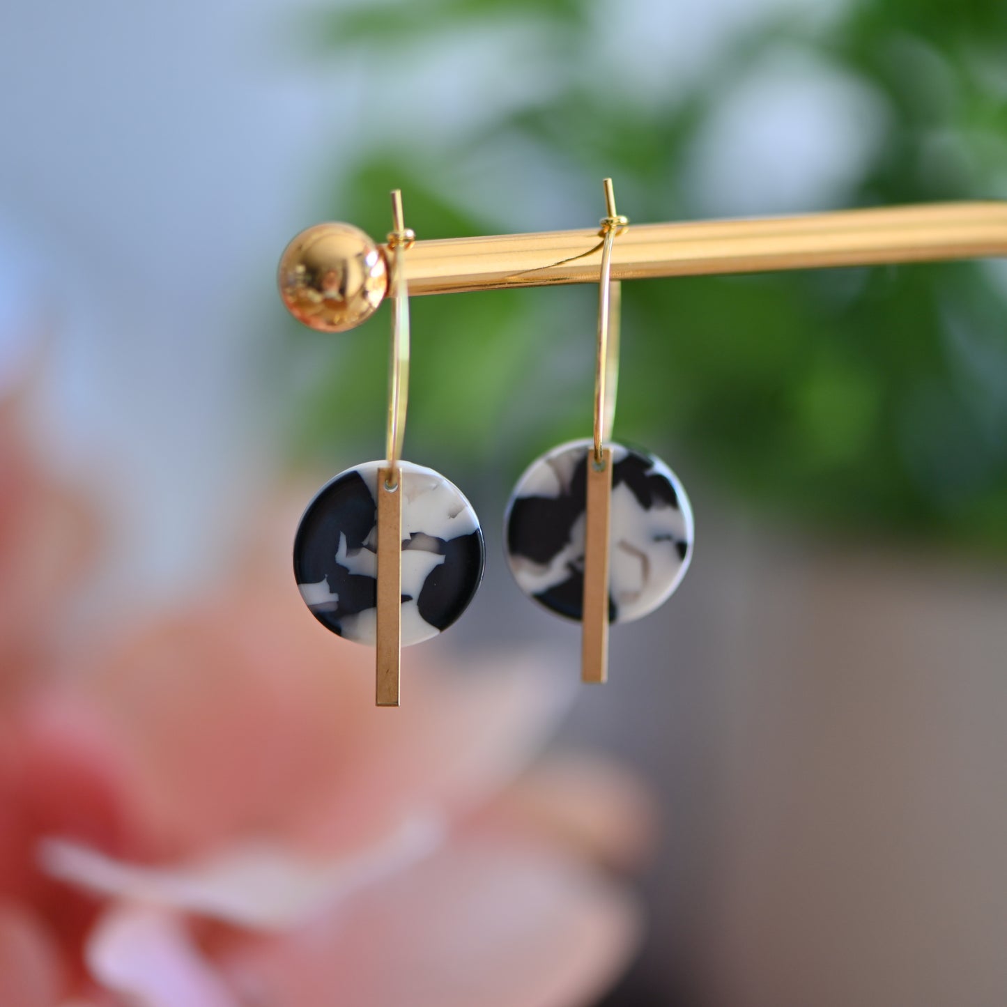 Gold hoops with Small resin charm