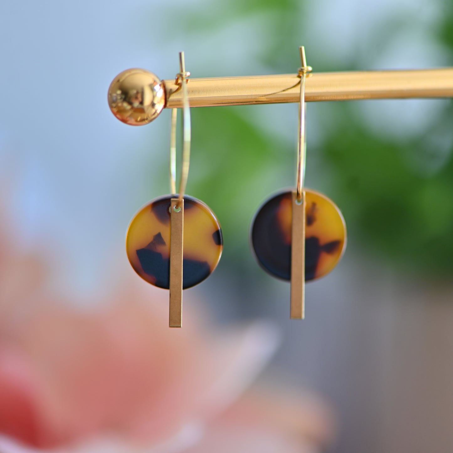 Gold hoops with Small resin charm