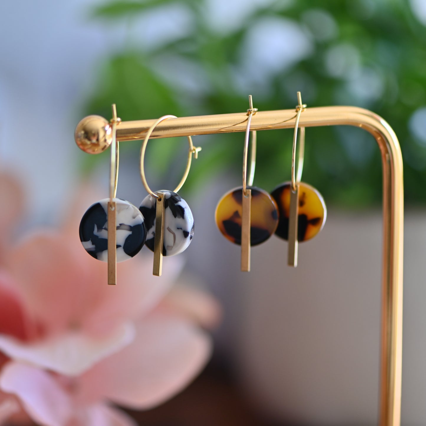 Gold hoops with Small resin charm