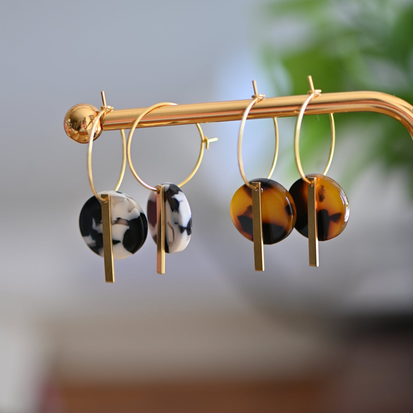 Gold hoops with Small resin charm