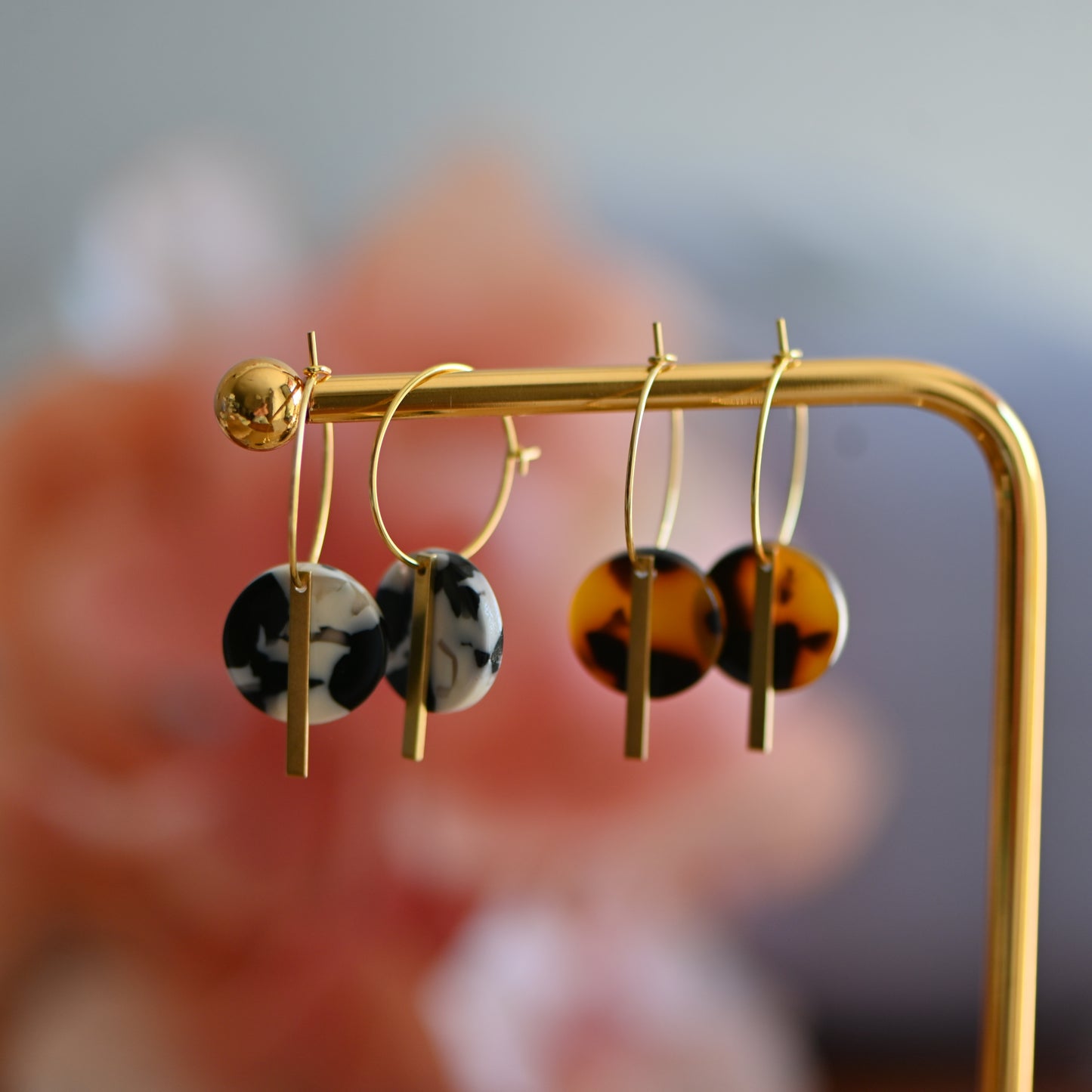 Gold hoops with Small resin charm