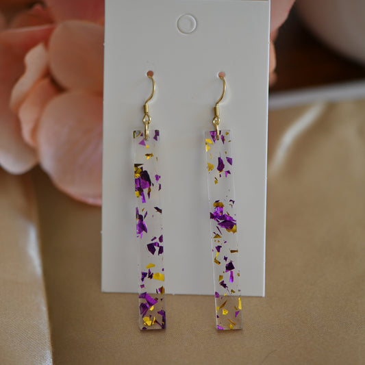 Clearance : Purple clear acrylic dangle earrings