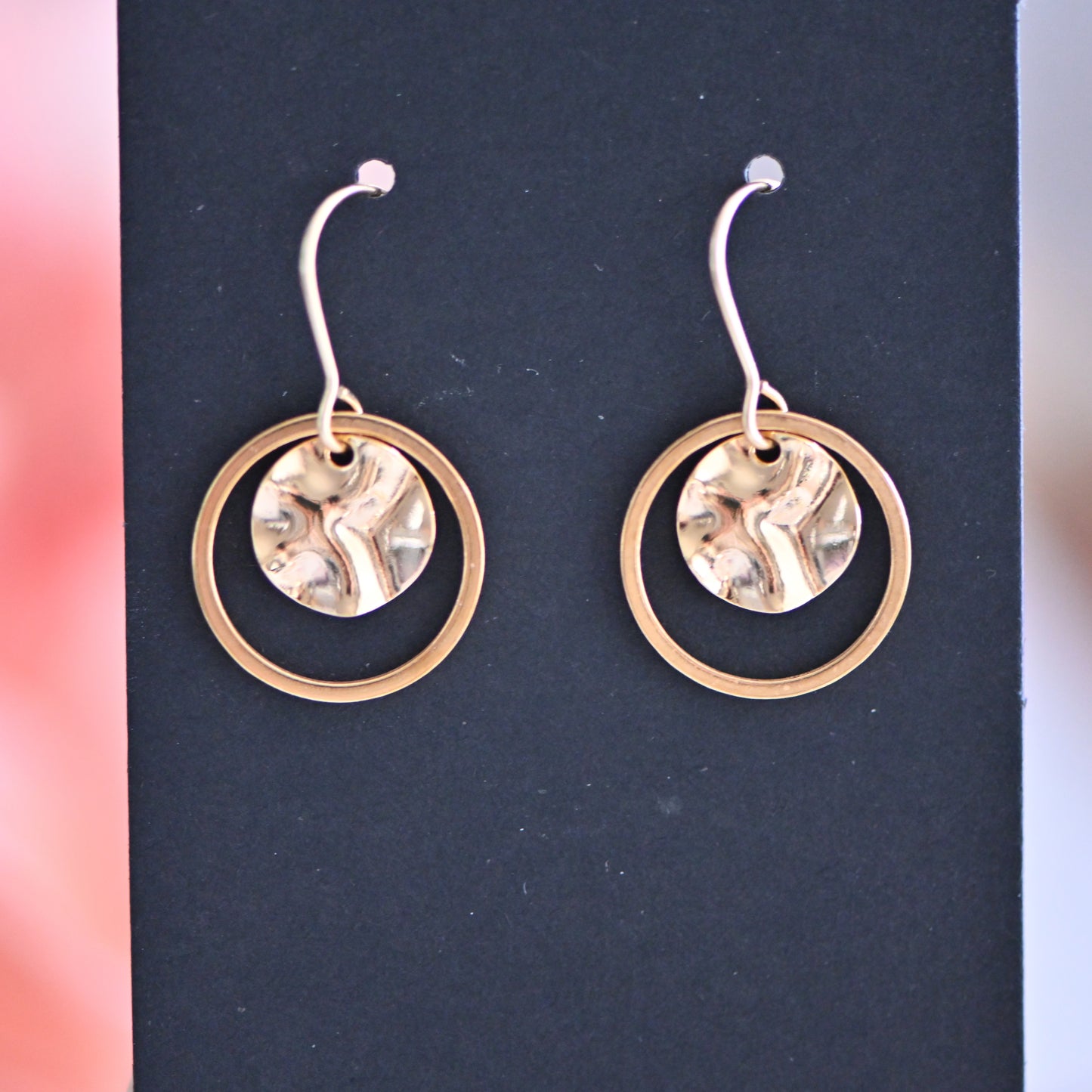 Gold charm round small earrings