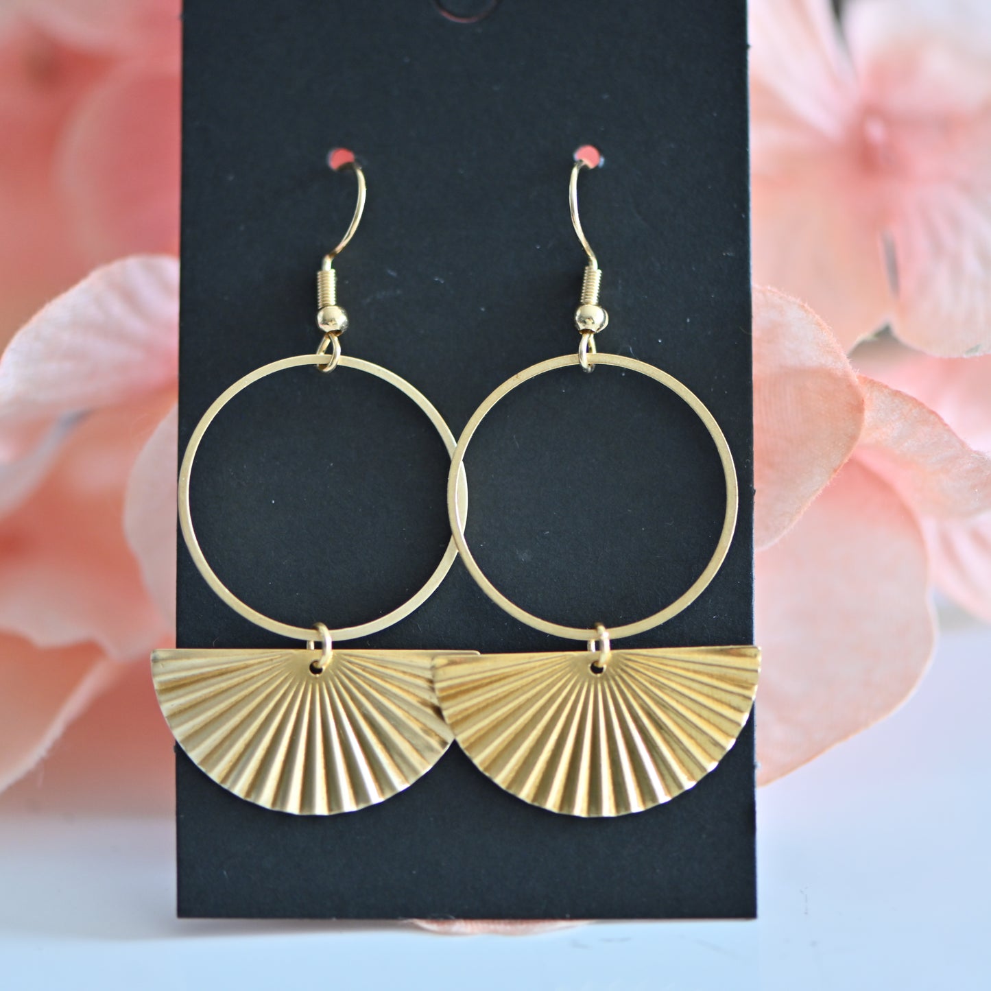 Brass fan earrings