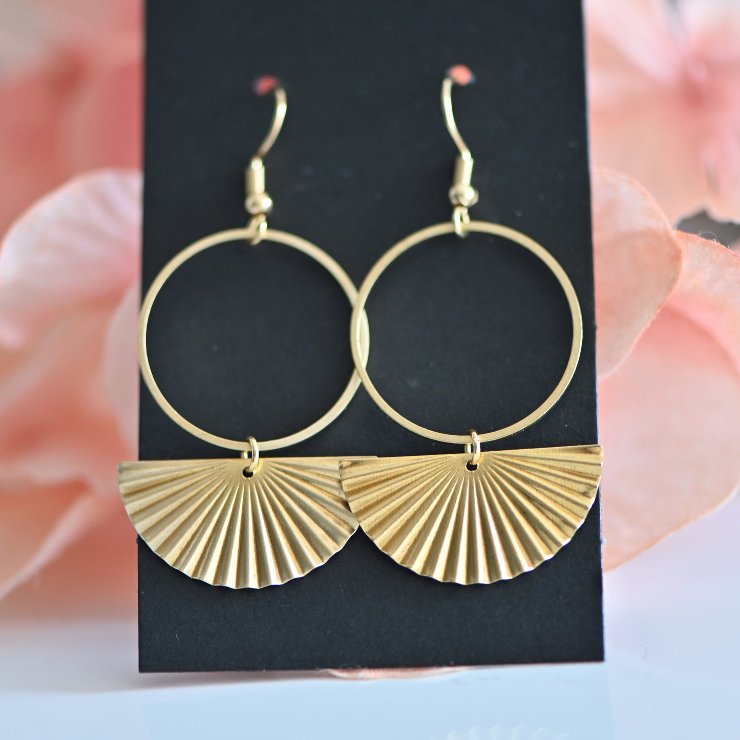 Brass fan earrings