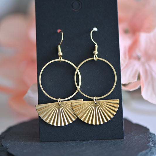 Brass fan earrings