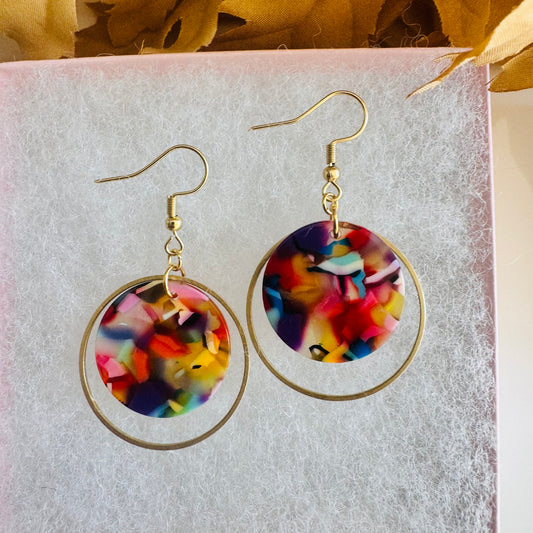 Colorful resin dangle earrings