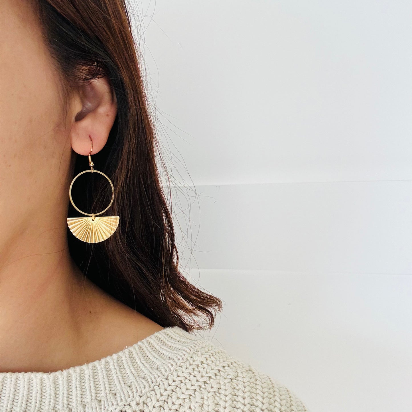 Brass fan earrings