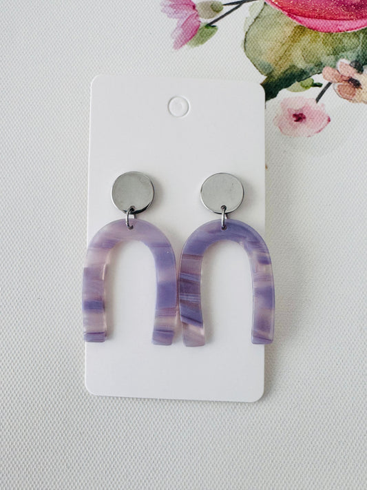 Purple resin arch earrings