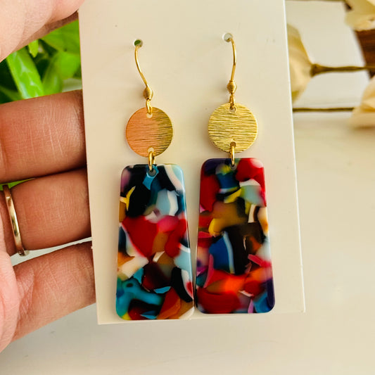 Colorful resin dangle earrings