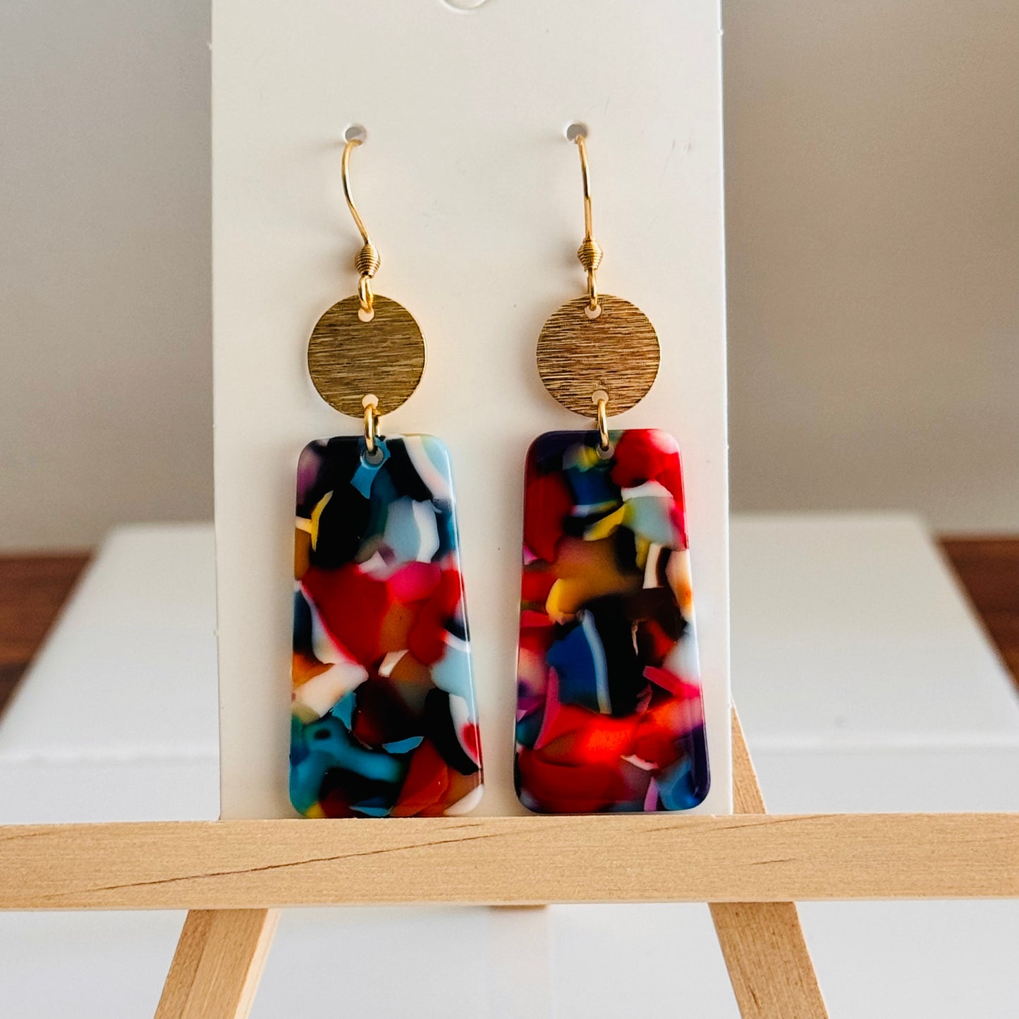 Colorful resin dangle earrings