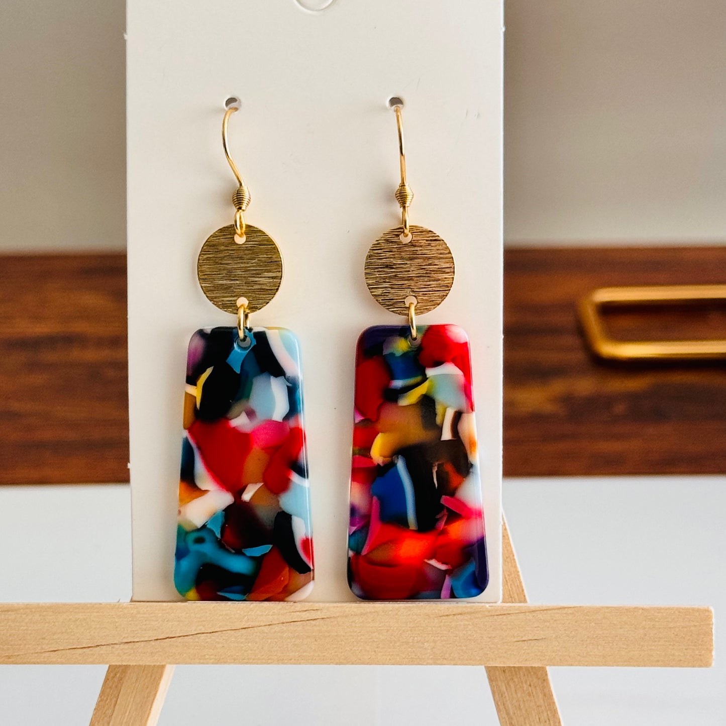 Colorful resin dangle earrings