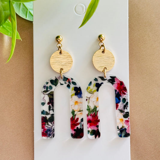 Floral arch acrylic earrings