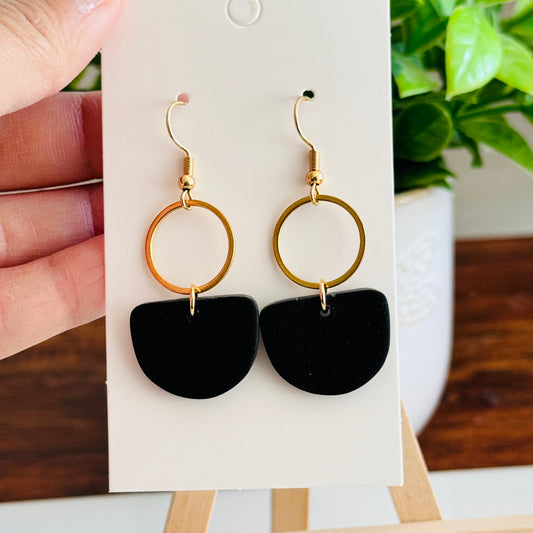 Black and gold polymer clay earrings