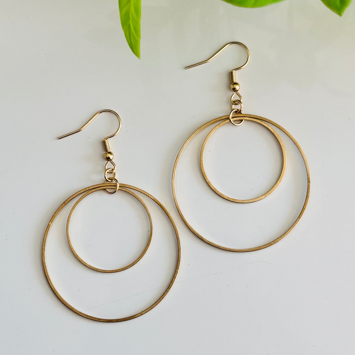 Round brass earrings