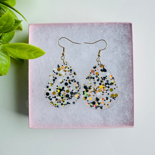 Confetti acrylic teardrop earrings